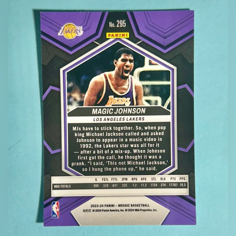 2023-24 Panini Mosaic,NBA Greats, Magic Johnson , LA Lakers  Card #295 - Picture 2 of 2